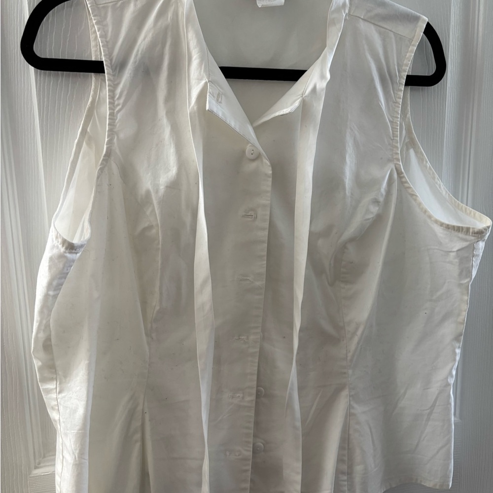 White Boxy Button Down Dress Shirt Collar Top